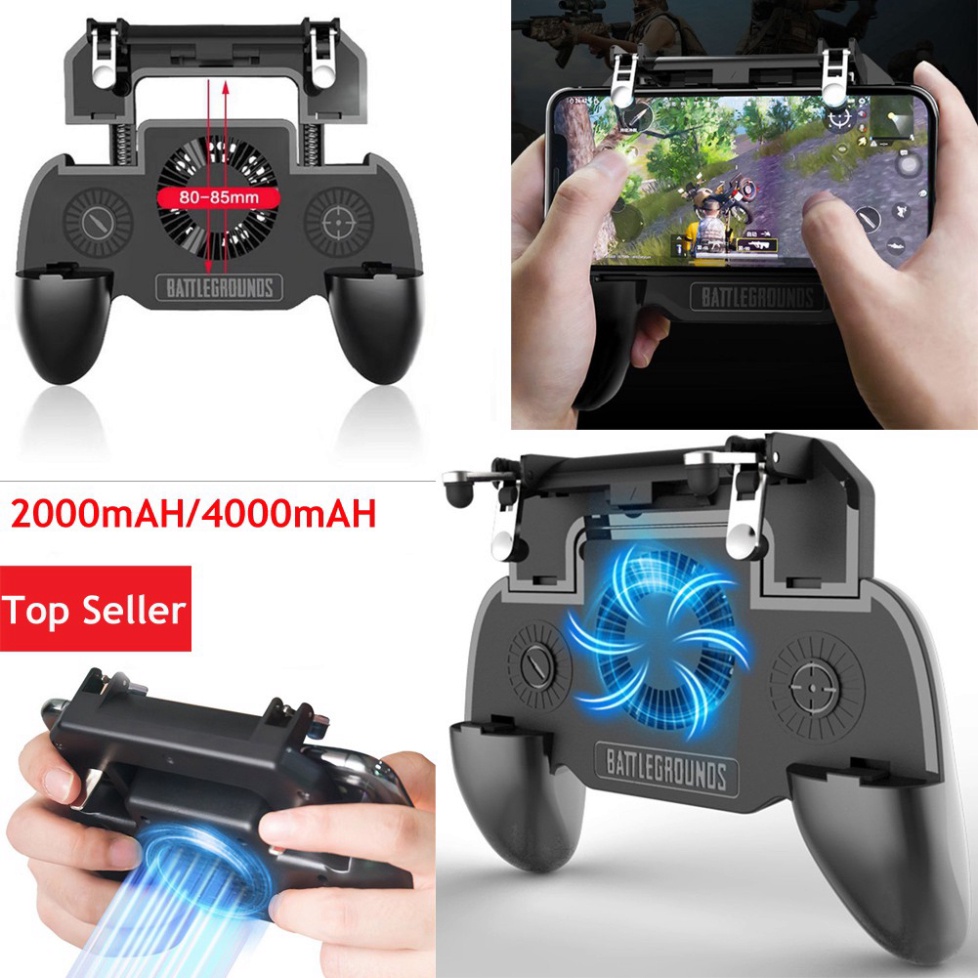 Tay Cầm Chơi Game 2000MAh SR Kiêm Sạc Dự Phòng cho điện thoại Và Quạt tản nhiệt chơi Game PUBG,Liên Quân,...