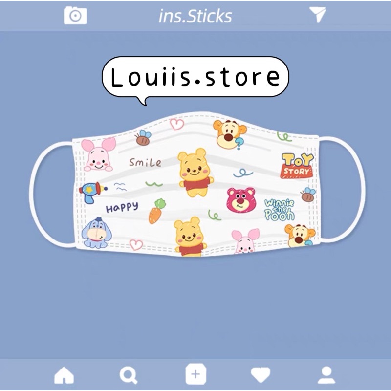 Khẩu trang y tế dễ thương, hoạ tiết hoạt hình gấu người lớn Louiis.store
