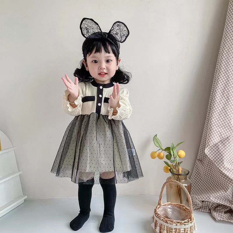 Đầm Dài Dáng Chữ A Tay Dài Phong Cách Mới Ngọt Ngào Cho Bé Gái