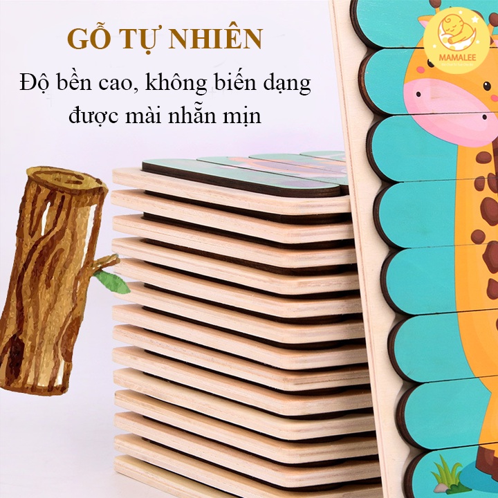 [Hàng Đẹp] Đồ Chơi Ghép Hình Que Kem Gỗ In 2 Mặt - Phát Triển Tư Duy Cho Trẻ 1-3 tuổi - Đồ Chơi Giáo Dục Montessori