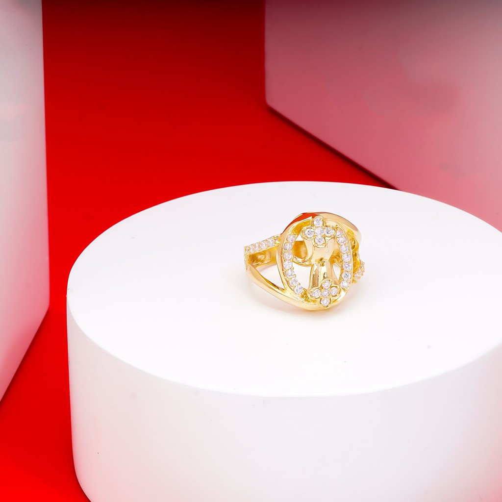 Nhẫn nữ UHA mạ vàng 18K đính đá CZ N466139-120