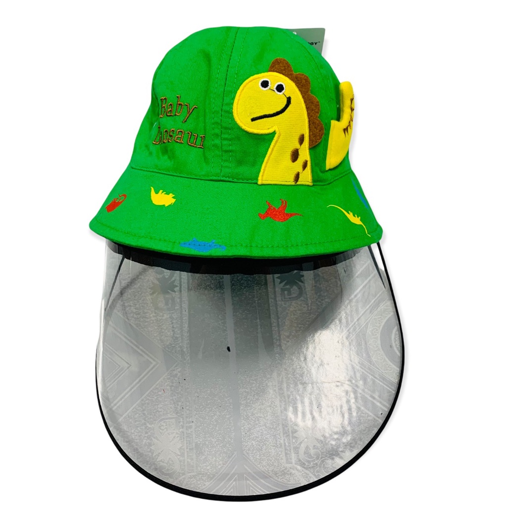 Mũ Bucket Cho Bé Dưới 2 Tuổi Baby Dinosaur Có Kính Chắn Giọt Bắn, Che Bụi, Chắn Gió Chất Vải Cotton Mềm Mịn Kèm Quai Đeo