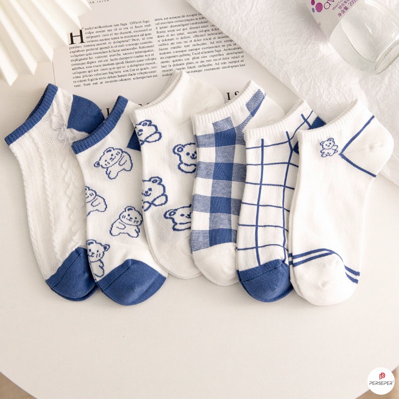 Tất nữ cổ ngắn họa tiết cute dễ thương, Set 5 đôi vớ nữ phong cách Hàn Quốc BeBie - BP425
