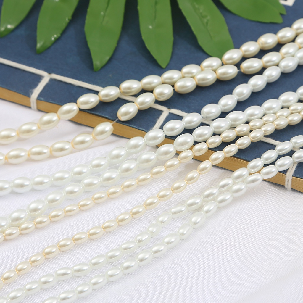 Chuỗi Hạt Ngọc Trai Giả Bằng Thủy Tinh 80cm Màu Trắng / Be Dùng Làm Trang Sức DIY