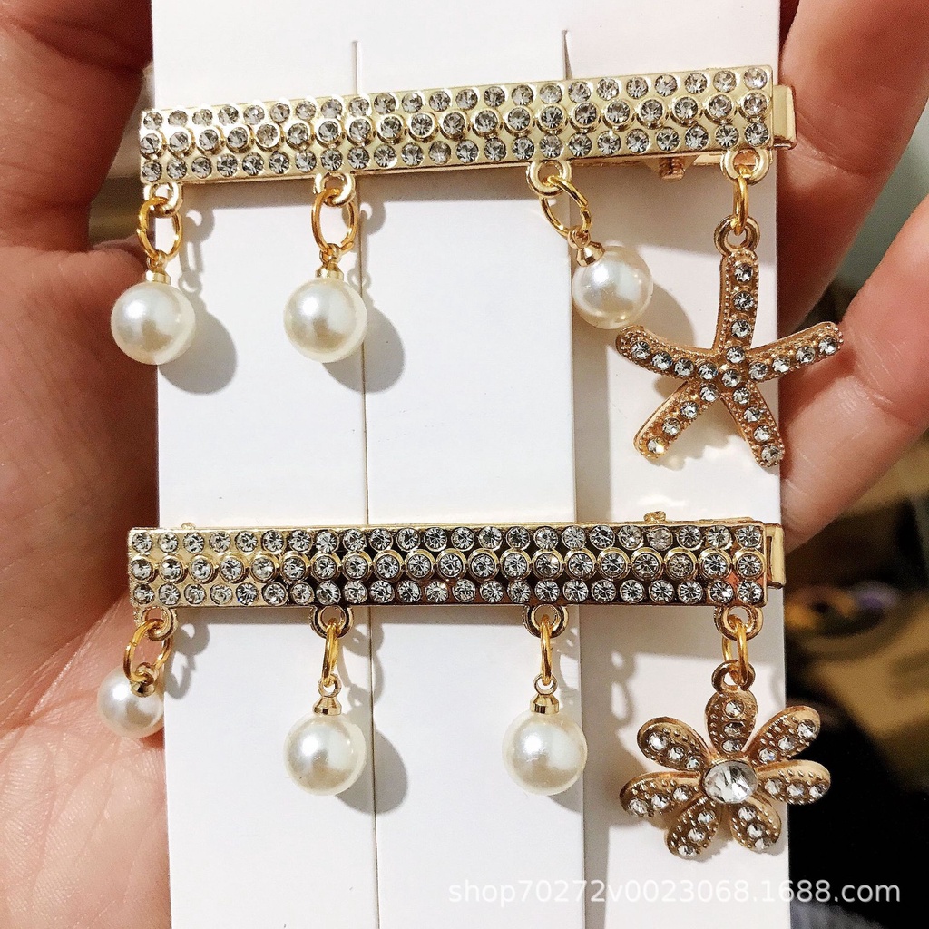 Kẹp Tóc Hình Cánh Hoa Đính Ngọc Trai Giả Bằng Kim Loại Thời Trang 2022 Cho Nữ