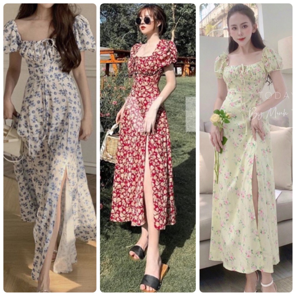 ĐẦM MAXI HOA CỔ U XẺ TÀ (KÈM VIDEO HÌNH THẬT) | BigBuy360 - bigbuy360.vn