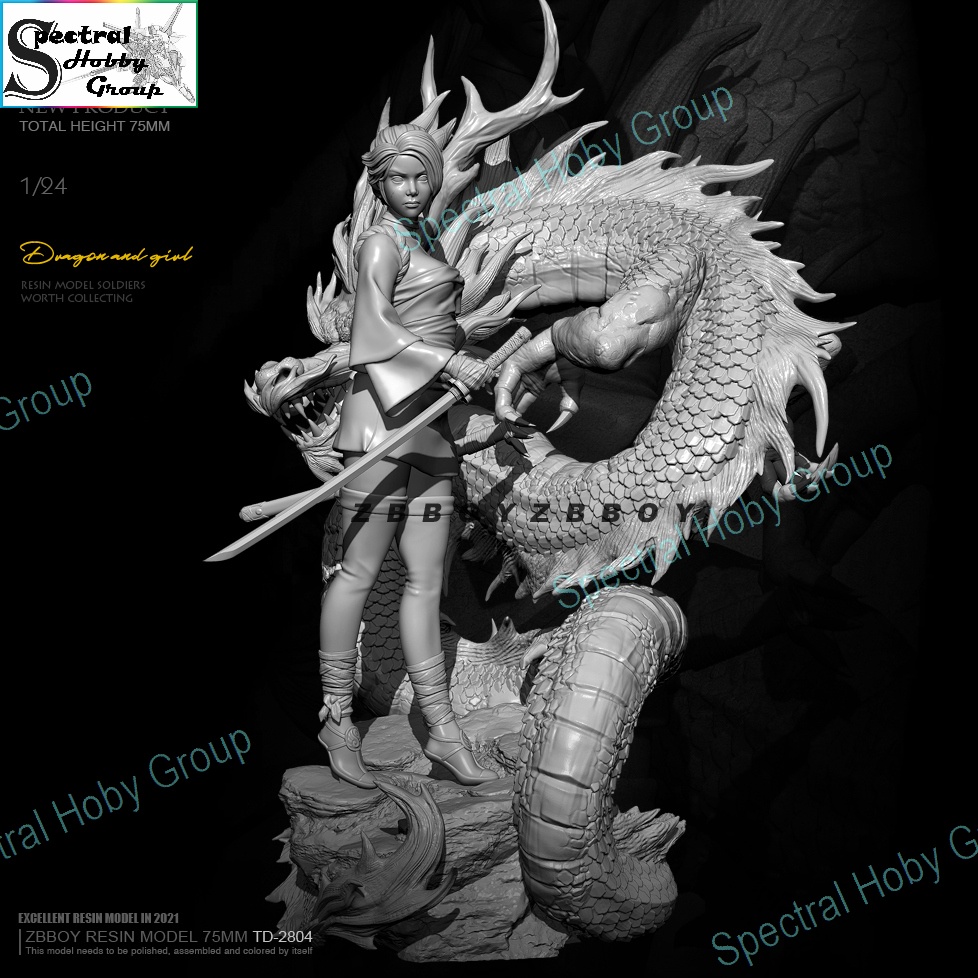 Mô hình nhựa Resin 75mm Dragon Girl TD2804