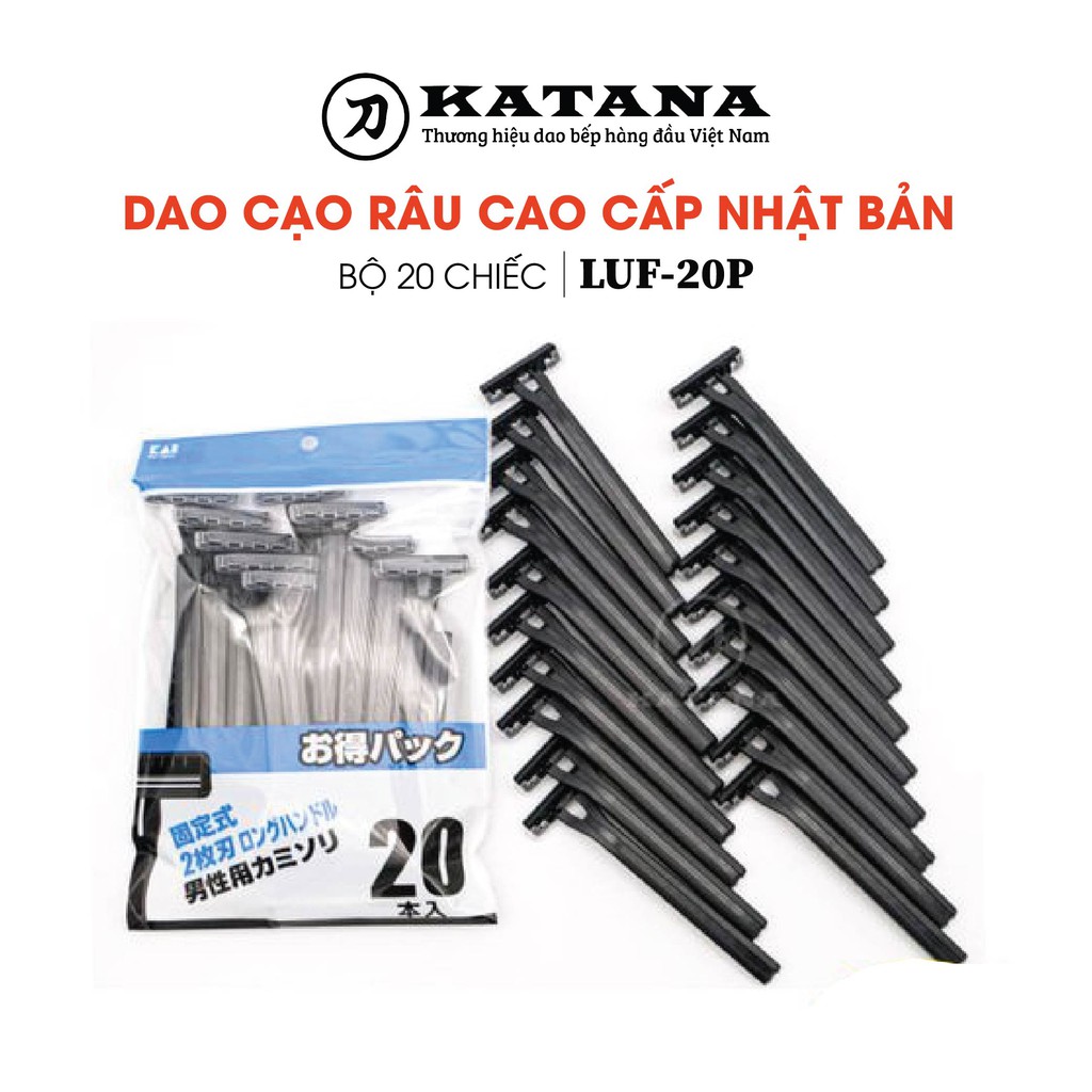 [CHÍNH HÃNG] Bộ 20 chiếc Dao cạo râu Nhật KAI LUF-20 màu đen đi du lịch tiện lợi