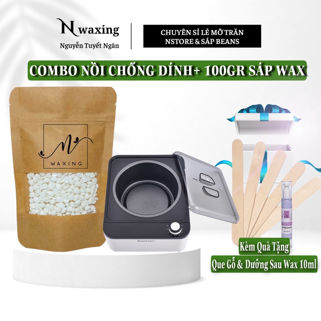 COMBO NỒI NẤU SÁP CHỐNG DÍNH VÀ 100GR SÁP WAX LÔNG TẶNG KÈM QUÀ