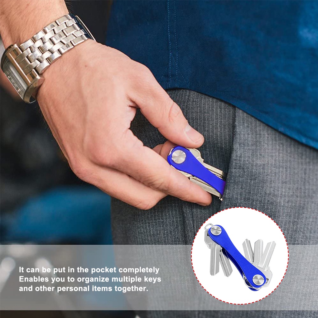 Car Keychain Metal Aluminum Alloy Key Holder Portable Pocket DIY Auto Key Ring Clip