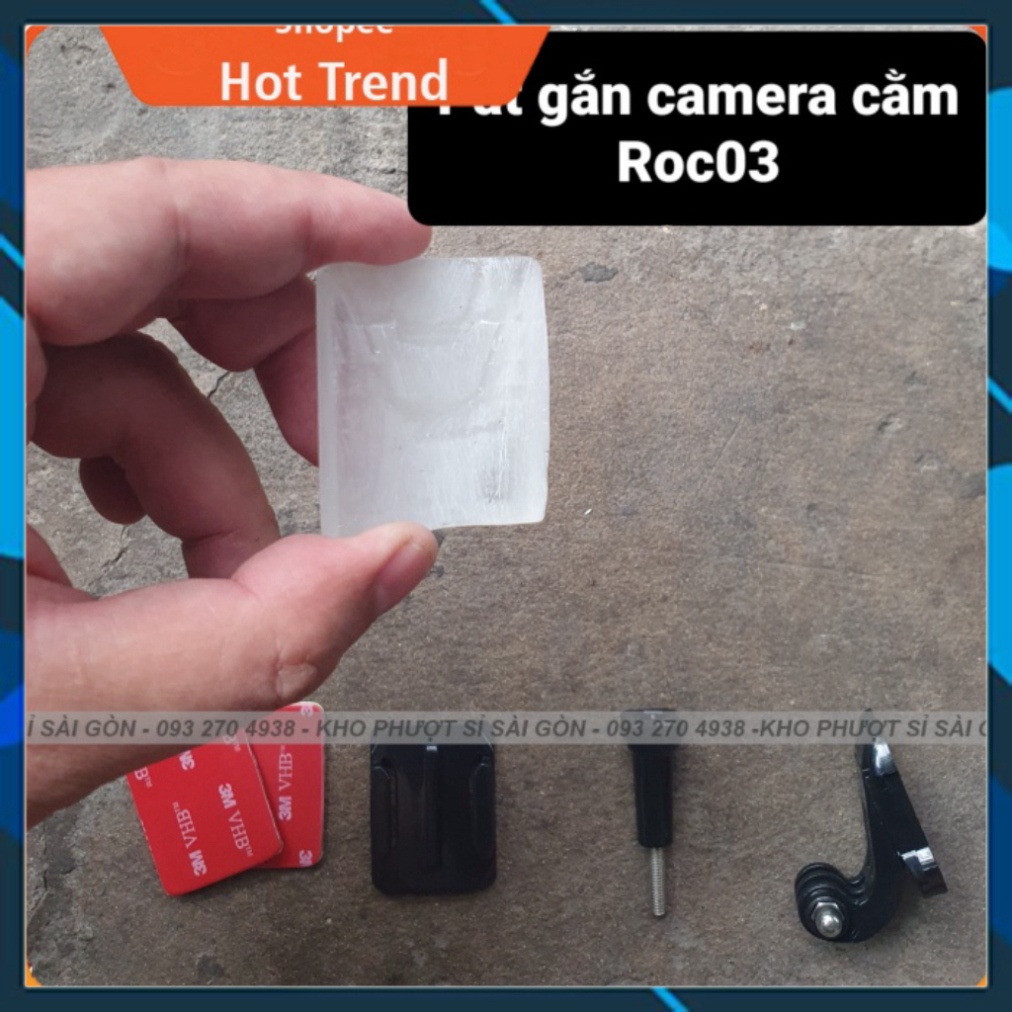 GIỐNG ẢNH - Mount gắn camera lên giữa cằm mũ fullface Roc03 quay video - Pat gắn camera lên fullface Roc 03 làm youtube