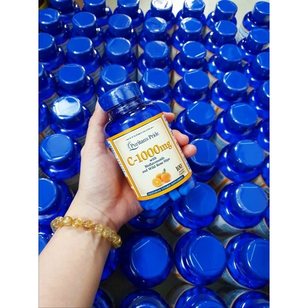 🍊🍋 Viênh uống bổ sung Vitamin C Puritan’s Pride C-1000mg with Bioflavonoids 100 Viên của Mỹ🍋🍊ưs4õ
