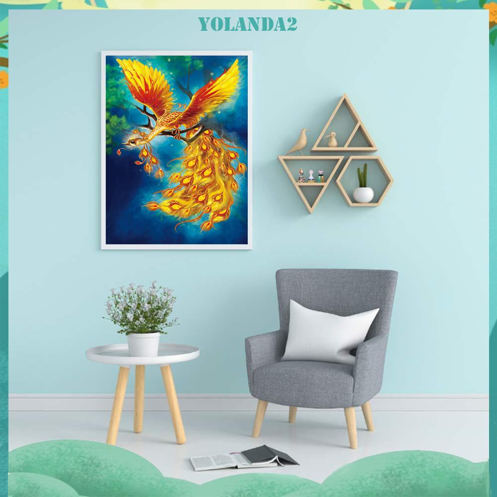 Tranh Thêu Chữ Thập DIY 11CT Hình Chim Phượng Hoàng Vàng