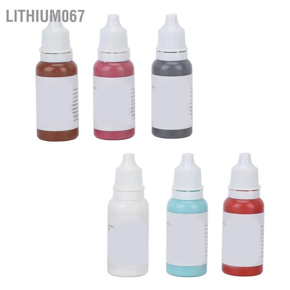 Lithium067 6 Colors 15ml Tattoo Ink Set Microblading Coloring Pigment for Practice Real Person Mực tập phun xăm