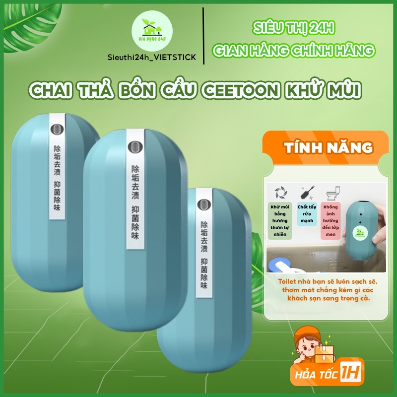 Chai thả bồn cầu khử mùi, diệt khuẩn thông minh CEETOON  Trắng, Sạch, Thơm, Thời Gian SD đến 6 tháng