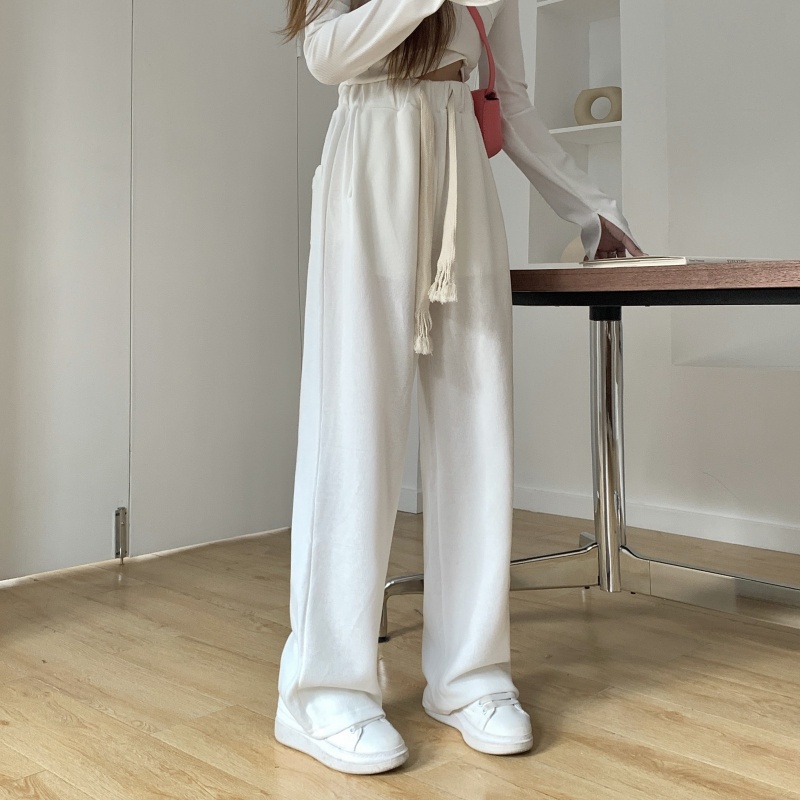 Quần Thể Thao Lưng Cao Ống Rộng Có Dây Rút Phong Cách Âu Mỹ Hàng Mới 2022 Dành Cho Bạn Nữ