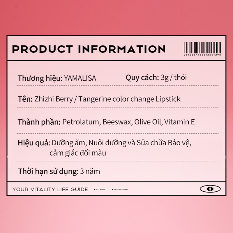 Son dưỡng môi YAMALISA thay đổi màu sắc dưỡng ẩm làm mờ viền môi 3g | BigBuy360 - bigbuy360.vn