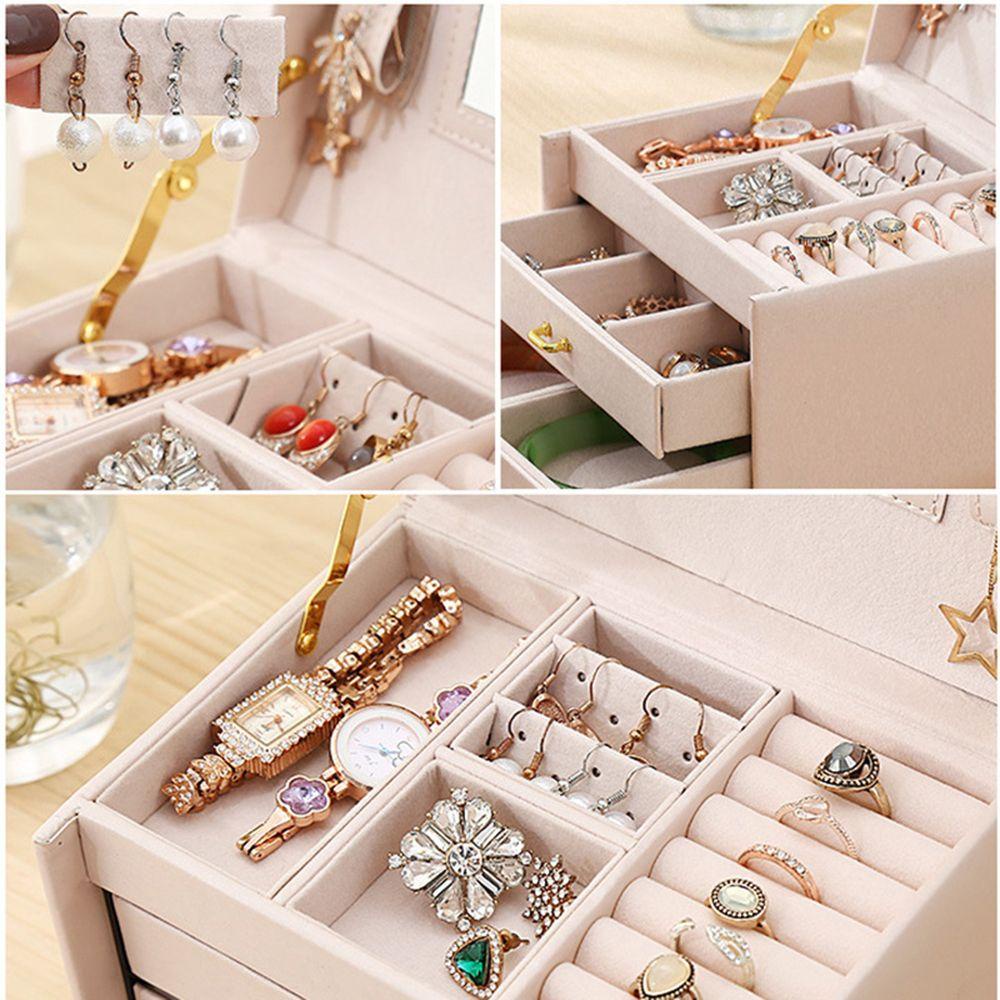 DANILO Hộp Đựng Trang Sức / Nhẫn / Vòng Tay / Nhẫn 3 Tầng Bằng Da PU Sức Chứa Lớn