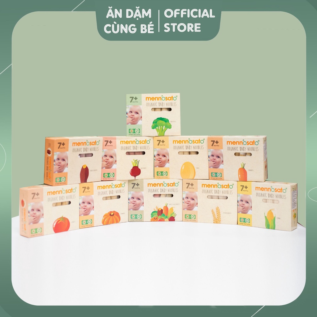 Mì somen rau củ hữu cơ cho bé Mennosato chính hãng, mì nui ăn dặm cho bé 7 tháng