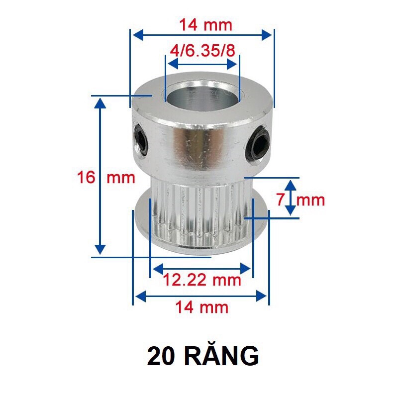 Puly GT2 20 răng 5mm