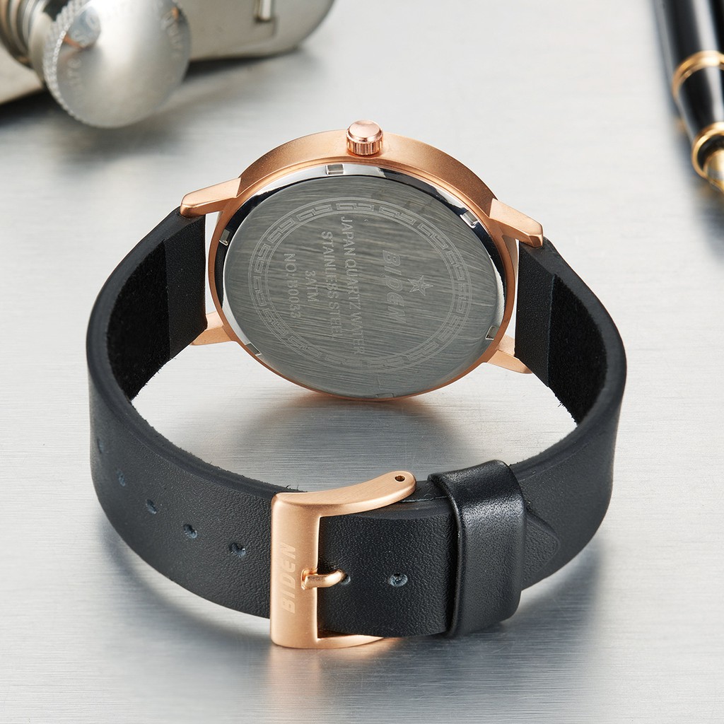 [Mã MASK2610K giảm 10K đơn từ 50K] Đồng hồ nam BIDEN dây da sang trọng chống nước 3ATM, chống xước BIDN4