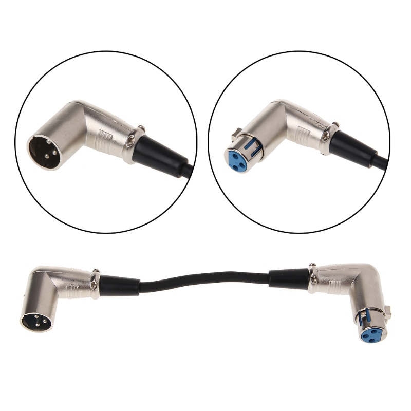 Dây Cáp Nối Dài 0.2m Góc 90 Độ XLR 3-Pin Male Sang Female Cho Micro