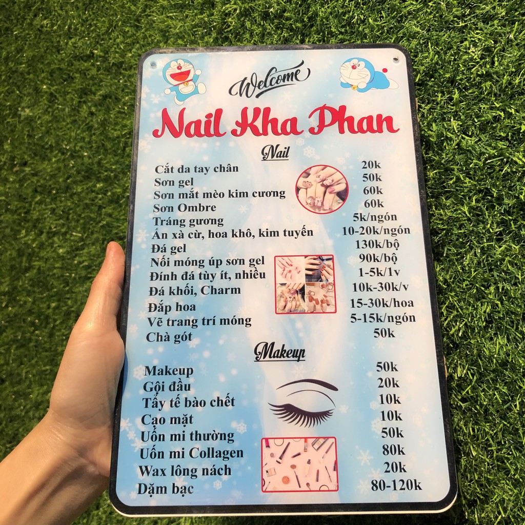 Menu bằng mica dành cho tiệm nail hoặc spa - Thiết kế theo yêu cầu