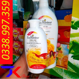 Combo dầu gội ENCHANTEUR dưỡng tóc siêu mượt 650g+ sữa tăm 150g