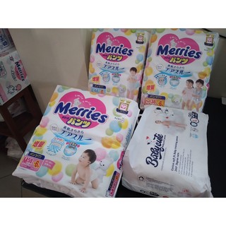 Tã dán/ quần bỉm MERRIES Nhật Nội Địa Cộng Miếng Size NB90+6/ S82+6/ M58+6/ M64+4/ L44+6/ L58/ XL38+6/ XXL 26+2