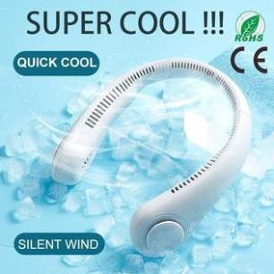 Quạt mini đeo cổ không cánh - Biên độ thổi rộng 360 độ, quạt tính điện kết cấu dẫn gió dốc nghiêng tạo cảm giác mát mẻ