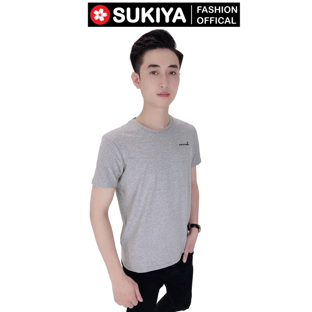 Áo thun nam cổ tròn SUKIYA vải Cotton 100% co giãn 4 chiều ,dày dặn, form regular fit AT04