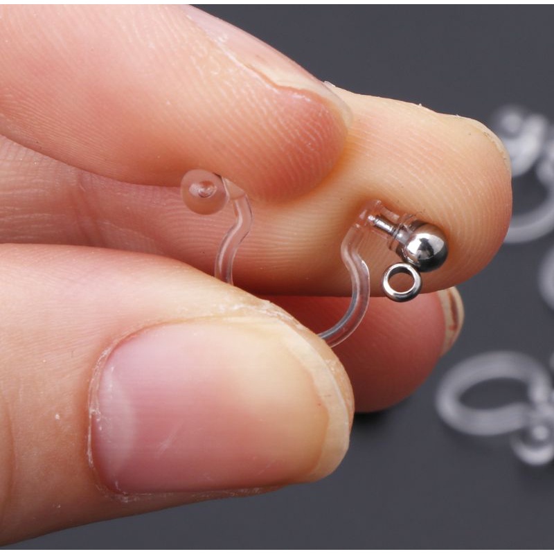 Set 10 Khuyên Tai Nhựa Trong Suốt Hình Chữ U Không Gây Dị Ứng
