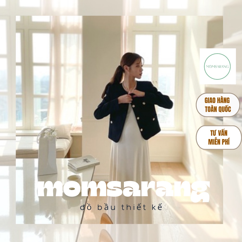 Váy bầu dáng dài Momsarang đầm bầu xinh công sở dài siêu xinh chất liệu mềm mại cao cấp phong cách Hàn Quốc – H194