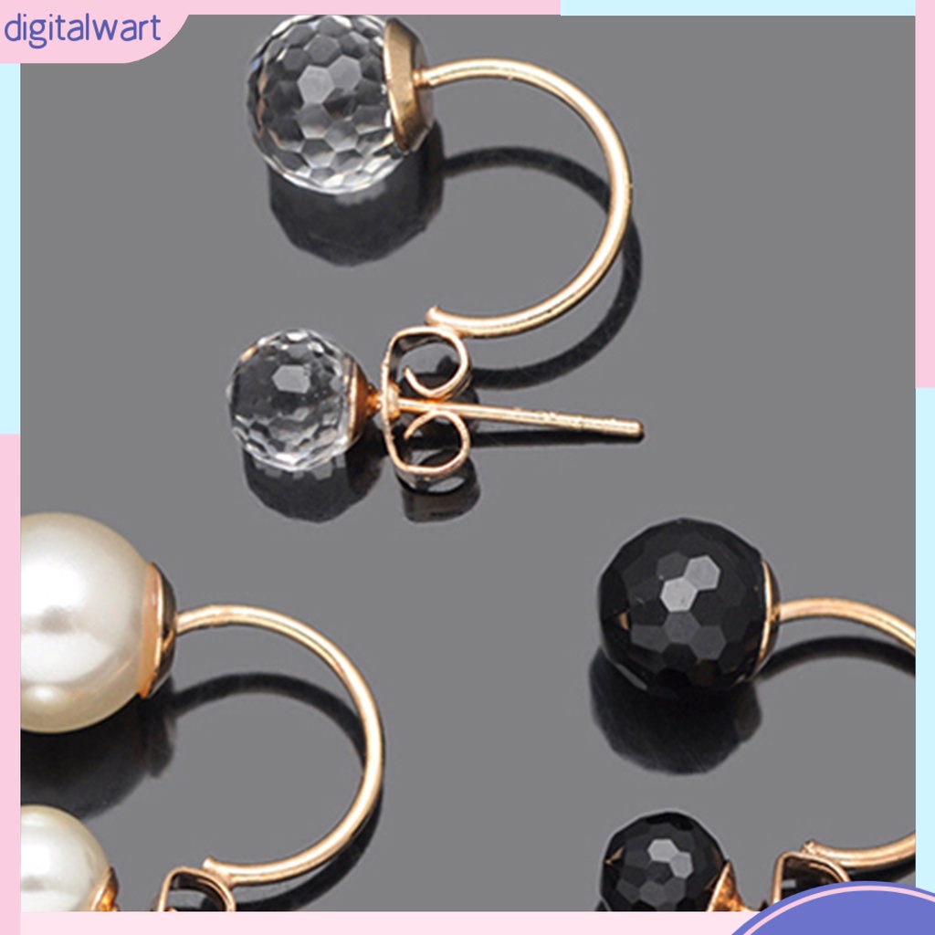 Cặp khuyên tai đính đá pha lê/ngọc trai nhân tạo sang trọng cá tính dành cho nữ