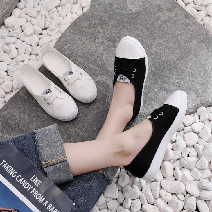 Giày lười nữ ANNA vải đế bệt xinh xắn trẻ trung slip on nữ