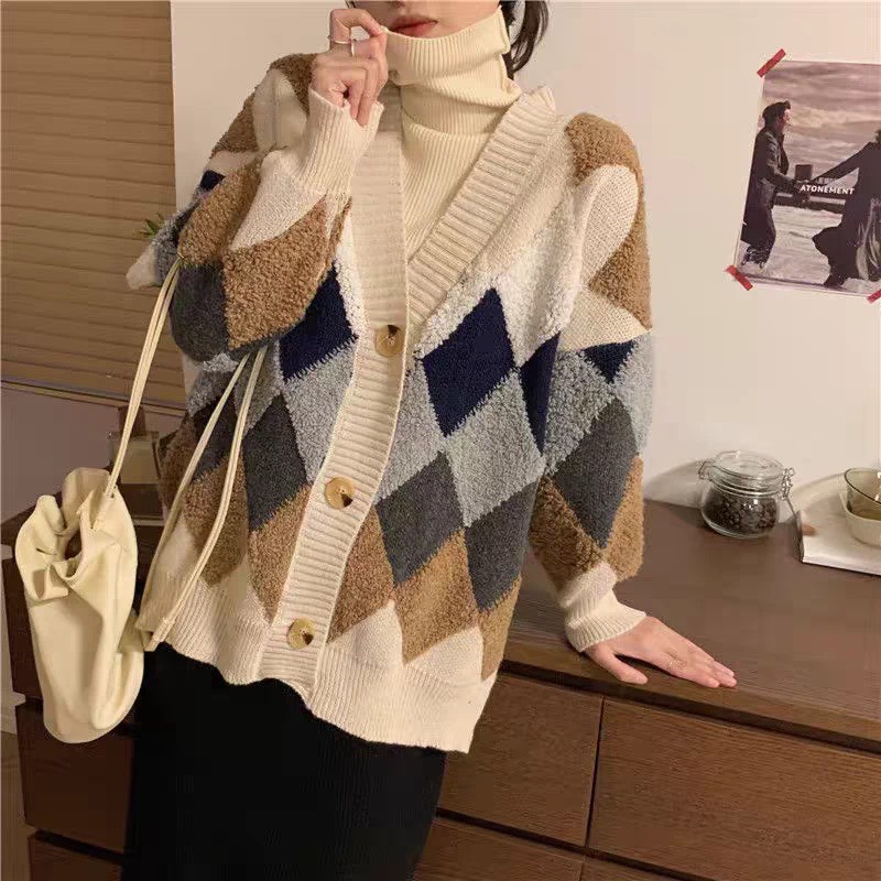 Áo Cadigan Khoác Len Trám Họa Tiết Lông Nổi Chất Siêu Dày Dặn - Phong Cách Hàn Quốc | BigBuy360 - bigbuy360.vn