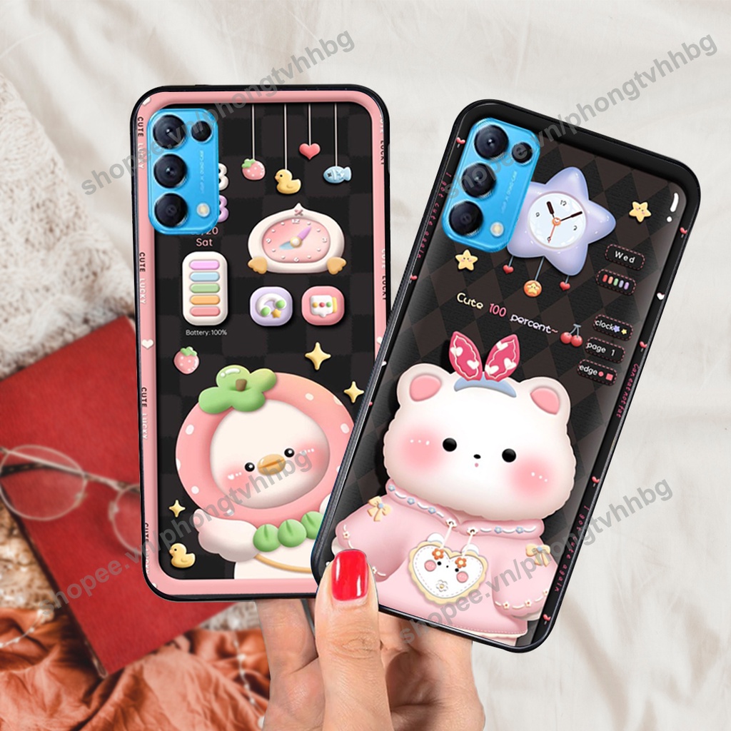 Ốp lưng Oppo Reno5 4G / Reno5 5G / Reno 5 gấu,thỏ trắng , đồng hồ dễ thương cute cực đẹp