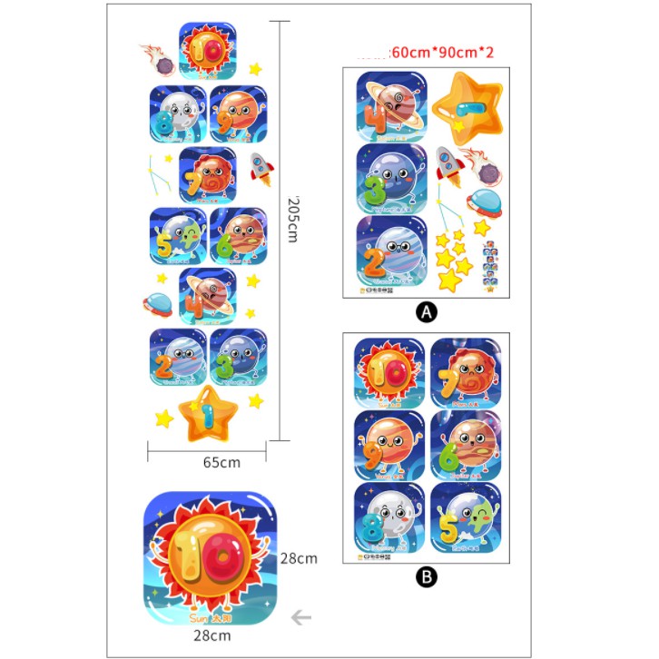 Decal dán tường trang trí - Ô LÒ CÒ BÉ BÓNG HÀNH TINH XANH CHO BÉ YÊU