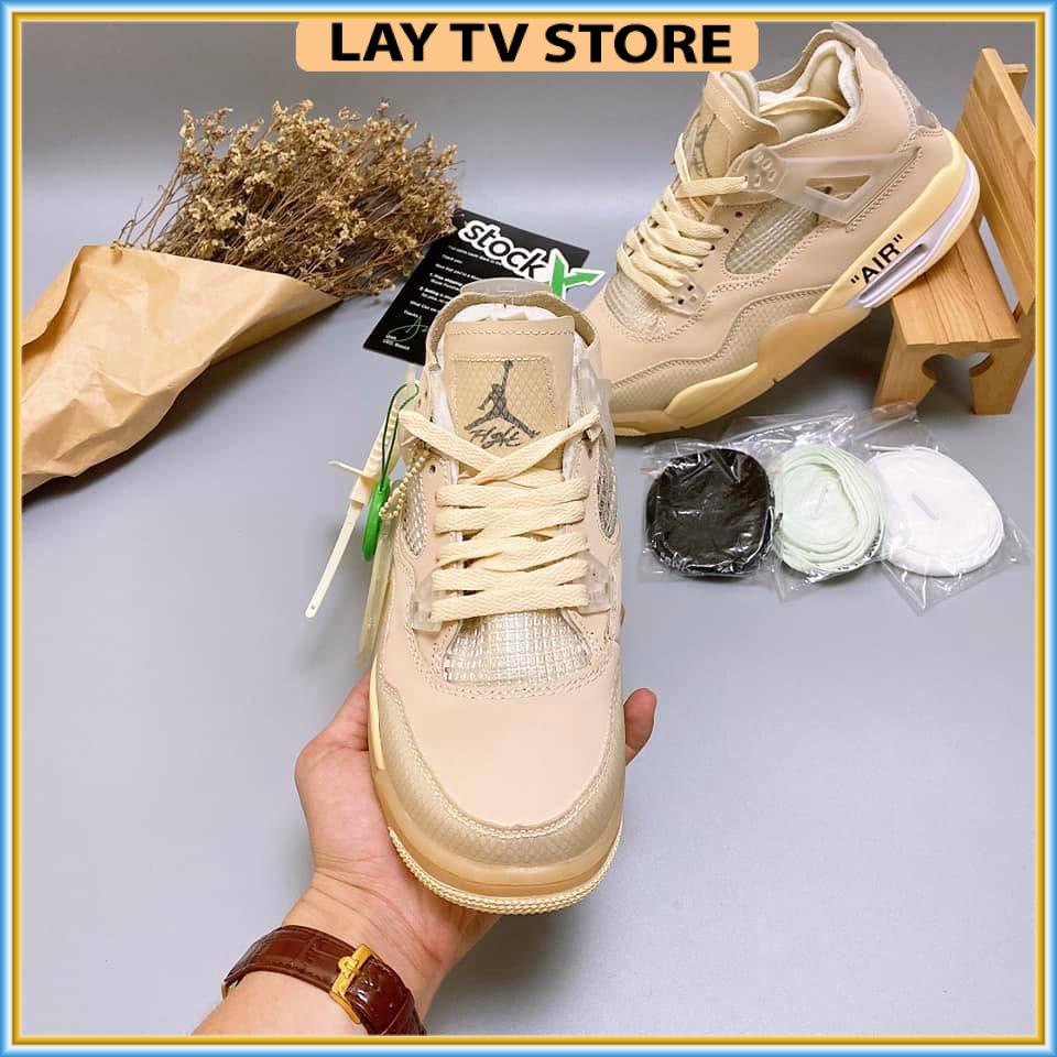 Giày thể thao Jordan 4 OFF WHITE, giày thể thao nam nữ full phụ kiện