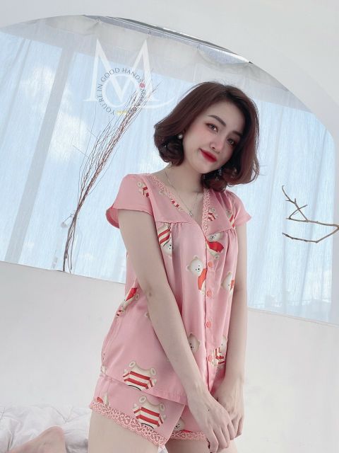 Bộ sọt lụa satin cổ V phối ren dưới 58kg | BigBuy360 - bigbuy360.vn