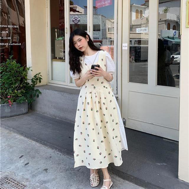 [Spot]Bộ đầm hoa hai dây + đầm tay phồng mỏng nhẹ nhàng