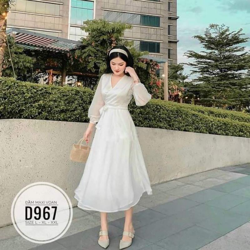 Đầm maxi voan 2 màu
