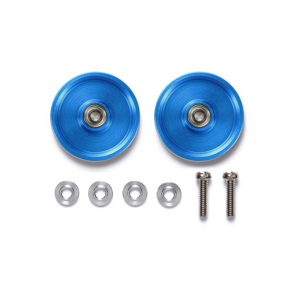 95561 Phụ kiện xe đua Mini 4WD HG 19mm ALUMINUM BALL-RACE ROLLERS (RINGLESS/BLUE)  - GDC