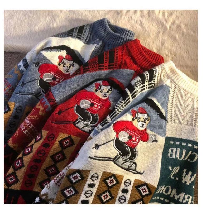 Áo len Unisex form rộng hoạ tiết trẻ trung cá tính