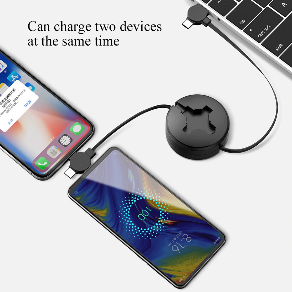 Cáp sạc nhanh 3 trong 1 có thể thu vào thích hợp cho iphone/Samsung/Huawei/Xiaomi