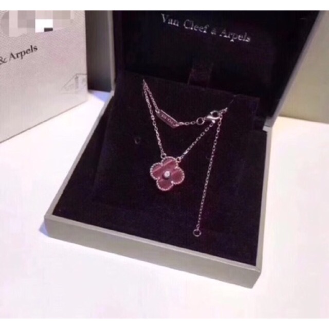 Mới Vòng cổ Bạc Mặt Cỏ Ba Lá Đính Kim Cương Giả