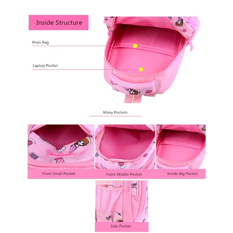 [Xả kho- size 43] Balo học sinh hình công chúa xinh xắn phù hợp cho bé gái, cặp sách trẻ em tiểu học, trung học cấp 1, 2