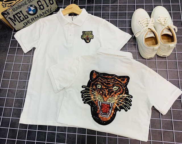 Áo Thun Cổ Trụ Đính Kim Sa (chất cotton 100% vải cực mát) | BigBuy360 - bigbuy360.vn