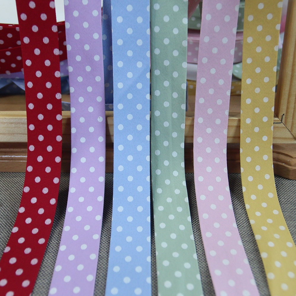 Ruy băng kaki in chấm bi xinh xắn kích thước 25mm