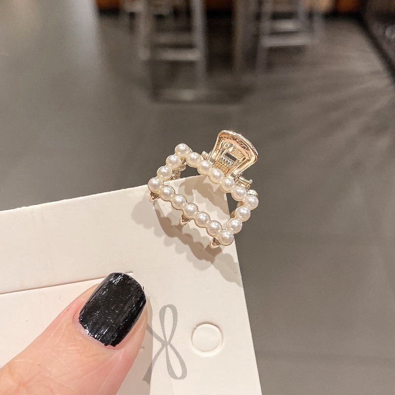 Kẹp tóc nhỏ bằng kim loại đính ngọc trai thời trang Hàn Quốc đơn giản thanh lịch